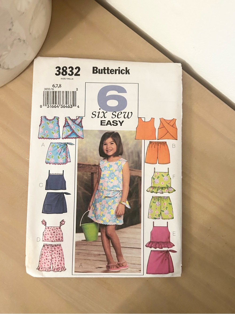 Vintage Butterick 3832 Girls Tops Skort Shorts Sewing Pattern